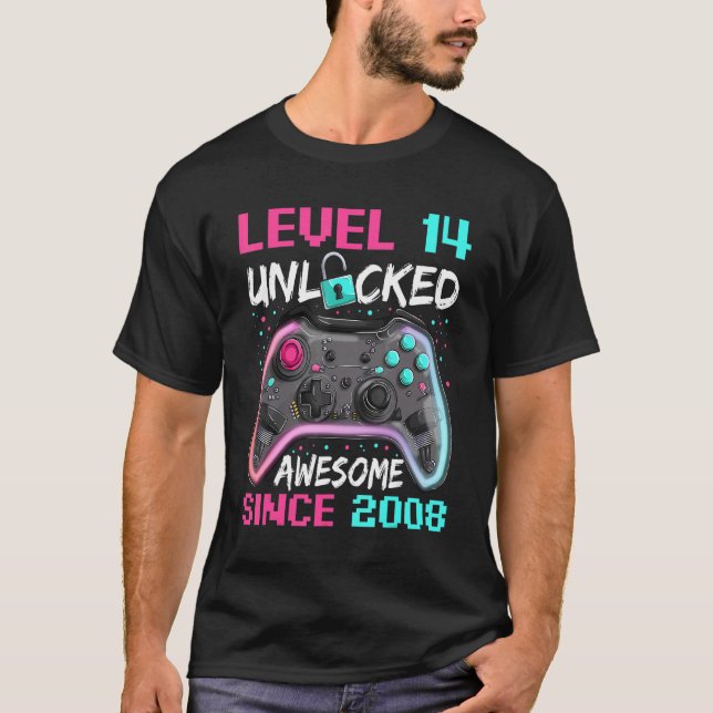 Gamer Boy Birthday  14 Years Old Awesome Since 200 T-Shirt (Front)