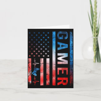 Gamer Boy Game Controller Retro USA Flag Tie Dye Card