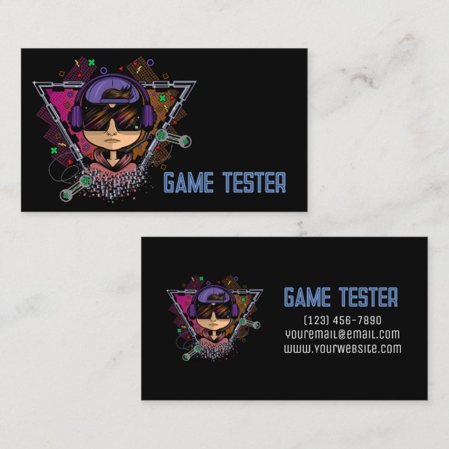 Gamer Boy Game Tester Business Card (Front/Back)