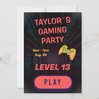 Gamer Boy Gaming Birthday Invitation