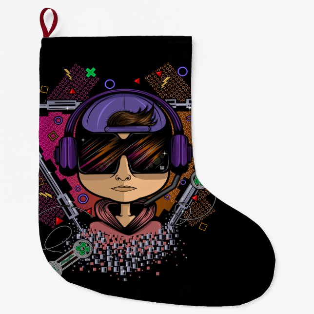 Gamer Boy Large Christmas Stocking (Front)