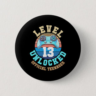 Gamer Boy Level 13 Unlocked Video Game 13th Birthd 6 Cm Round Badge
