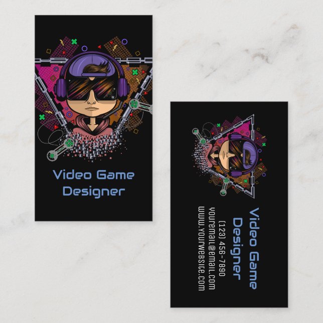 Gamer Boy Video Game Designer Business Card (Front/Back)