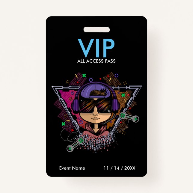 Gamer Boy VIP Access Pass Badge ID Badge (Front)