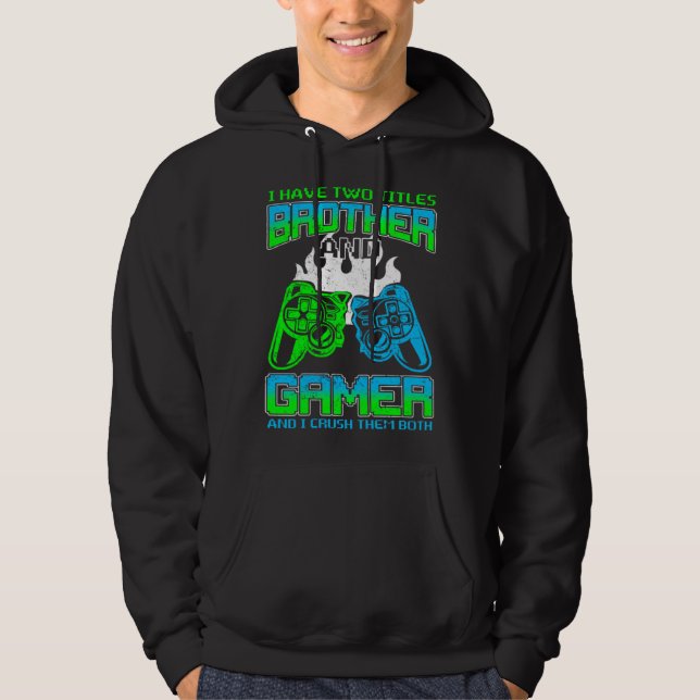 Gamer Boys Kids  Idea Video Games  Brother Gaming Hoodie (Front)