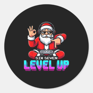 Gamer Boys Santa Video Game Christmas 67 Classic Round Sticker