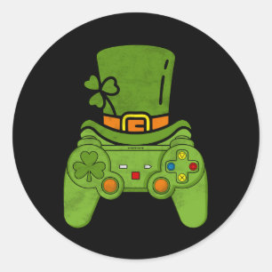 Gamer Boys Video Game Controller St Patricks Day 1 Classic Round Sticker