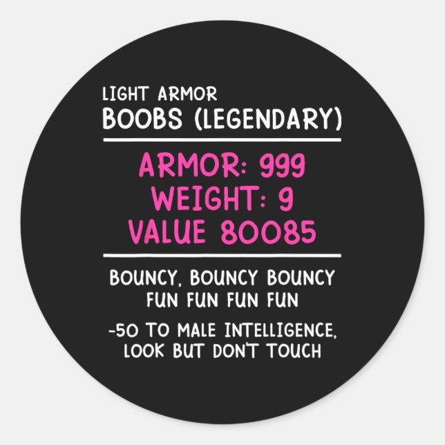 Gamer Breast (legendary) Video Player Gaming Girl  Classic Round Sticker (Front)