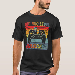 Gamer Brother Vintage Big Bro Level Unlocked Big B T-Shirt