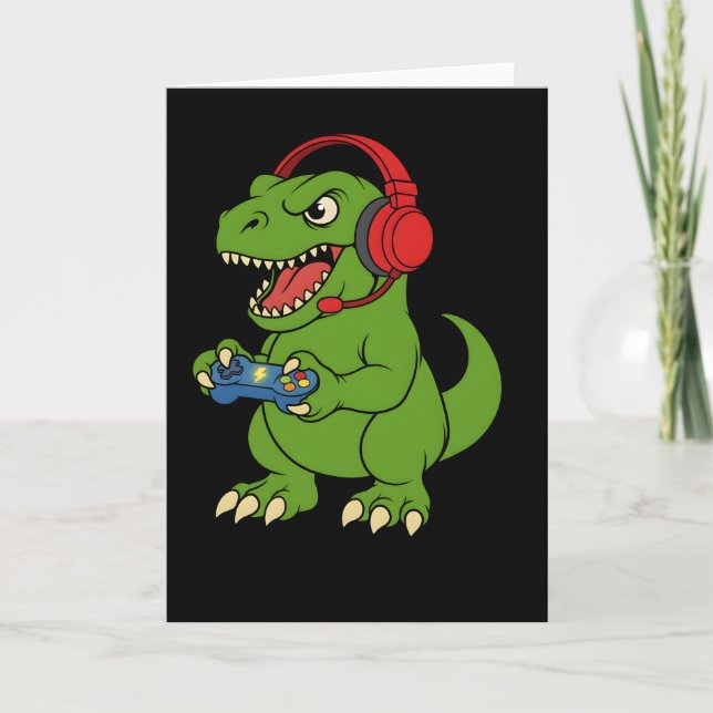 Gamer Bruh dinosaur Video Games Gift for Boys Teen Card (Front)