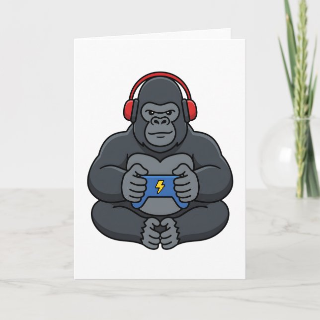 Gamer Bruh Gorilla Video Games Gift for Boys Teen Card (Front)