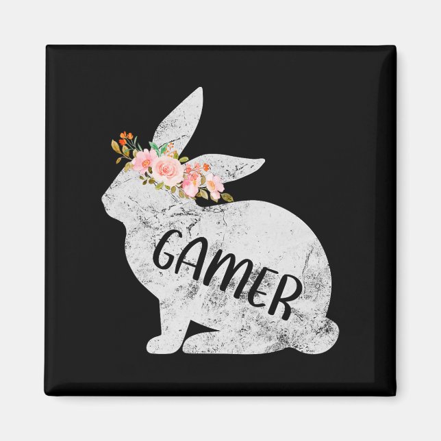 Gamer Bunny Matching Family Floral Bunny Rabbit Ea Magnet (Front)