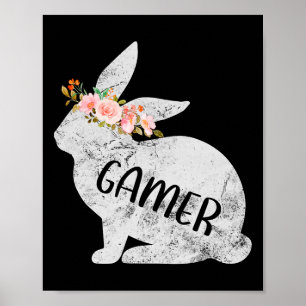 Gamer Bunny Matching Family Floral Bunny Rabbit Ea Poster