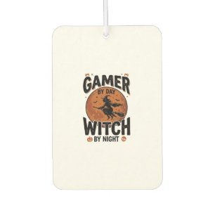 Gamer By Day Witch By Night Vintage Gaming Design_ Car Air Freshener