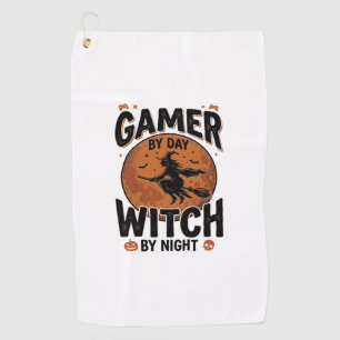 Gamer By Day Witch By Night Vintage Gaming Design_ Golf Towel