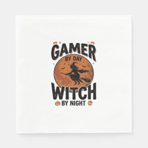 Gamer By Day Witch By Night Vintage Gaming Design_ Napkin