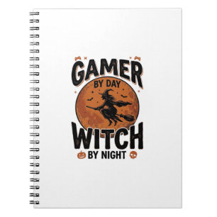 Gamer By Day Witch By Night Vintage Gaming Design_ Notebook