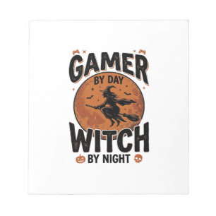 Gamer By Day Witch By Night Vintage Gaming Design_ Notepad
