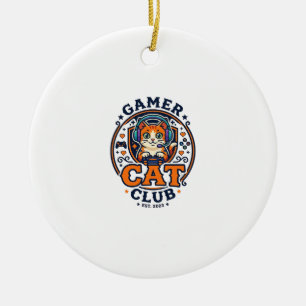 Gamer Cat Cat Mum Gift Idea - Gamer Cat Club_1 Ceramic Tree Decoration