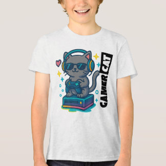 Gamer Cat – Cool Cat with Headphones & Game Contro Tri-Blend Shirt