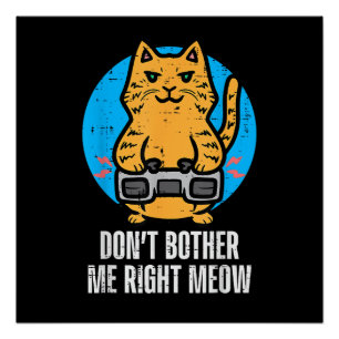 Gamer Cat Dont Bother Me Meow Funny Gaming Men Boy Poster