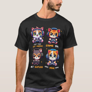 Gamer Cat Funny Gaming Video Games Pew Boys Girls  T-Shirt