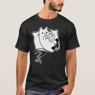 Gamer Cat Girl Boy Loading Pizza Headset And Pad T-Shirt