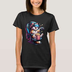 Gamer Cat Kitten Popcorn Gaming Chair Headphones G T-Shirt