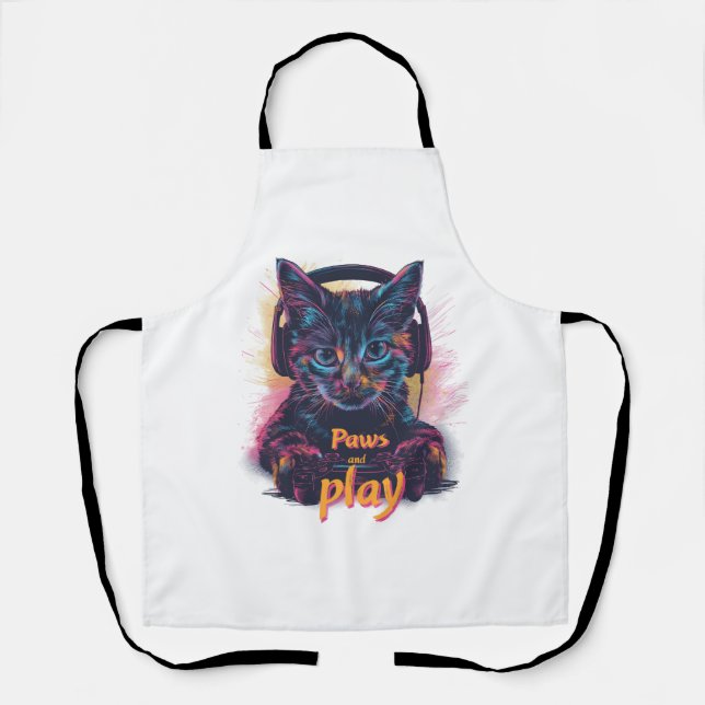 Gamer Cat Level Up Apron (Front)