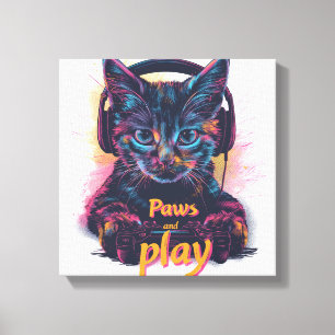 Gamer Cat Level Up Canvas Print