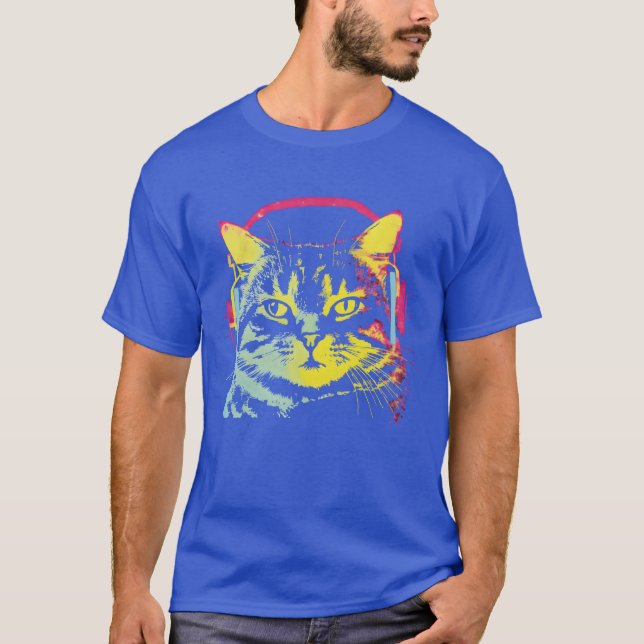Gamer Cat Music Lover funny T-Shirt (Front)