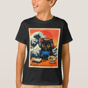 Gamer cat ramen japanese funny graphic kawaii cat T-Shirt