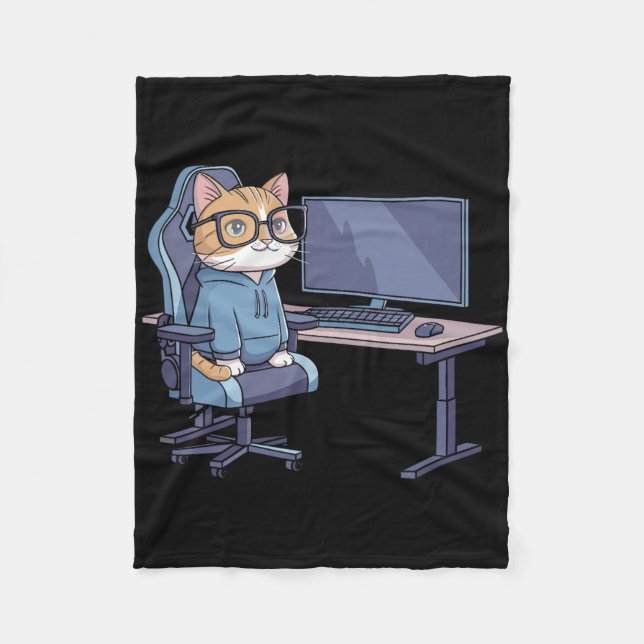 Gamer Cat Squad Funny Meme 1  Fleece Blanket (Front)