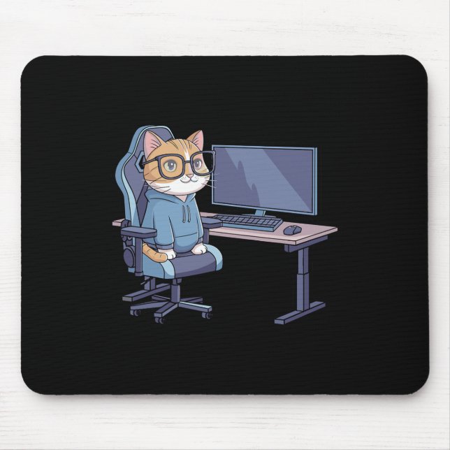 Gamer Cat Squad Funny Meme  Mouse Mat (Front)
