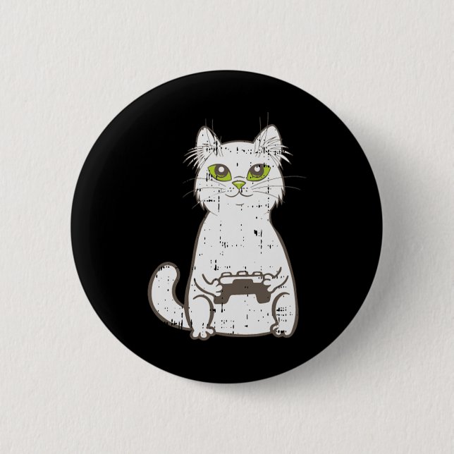 Gamer Cat Video Game Controller Cute Gaming Geek G 6 Cm Round Badge (Front)