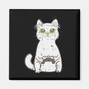 Gamer Cat Video Game Controller Cute Gaming Geek G Magnet