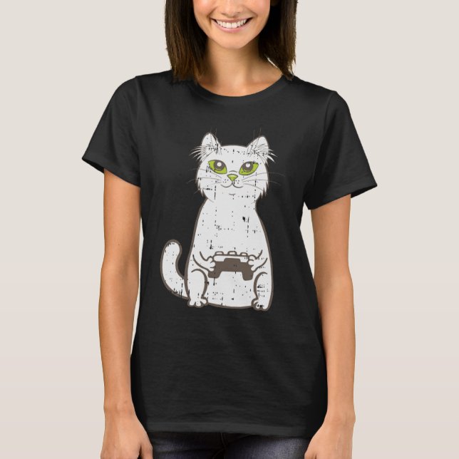Gamer Cat Video Game Controller Cute Gaming Geek G T-Shirt (Front)