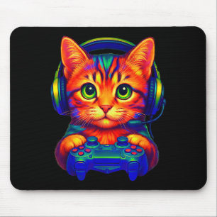 Gamer Cat Video Games Boys Teen Men Girls Funny Ca Mouse Mat