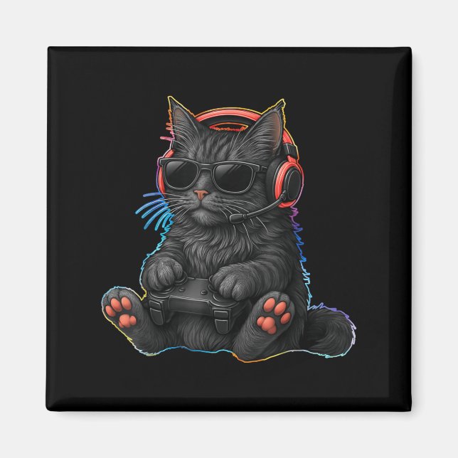 Gamer Cat Video Games Boys Teen Men Girls Funny Ga Magnet (Front)