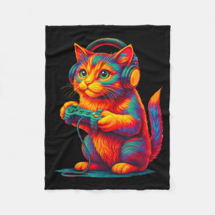 Gamer Cat Video Games Boys Teen Men Girls Funny Gi Fleece Blanket