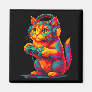 Gamer Cat Video Games Boys Teen Men Girls Funny Gi Magnet