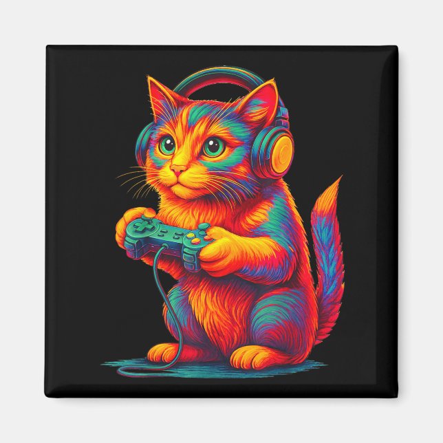 Gamer Cat Video Games Boys Teen Men Girls Funny Gi Magnet (Front)