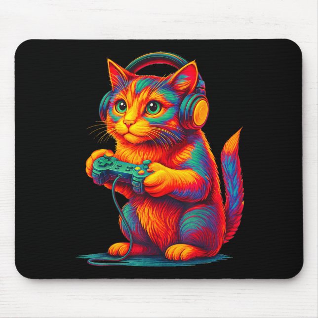 Gamer Cat Video Games Boys Teen Men Girls Funny Gi Mouse Mat (Front)