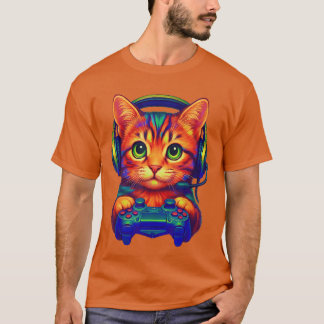 Gamer Cat Video Games Boyseen Men Girls Funny Cat  T-Shirt