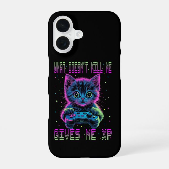 Gamer Cat XP iPhone 16 Case (Back)