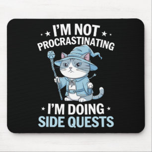 Gamer Cats Side Quest Procrastinating Nerdy Tablet Mouse Mat