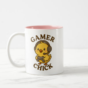 Gamer Chick – Cute Funny Gaming Gift Two-Tone Coffee Mug