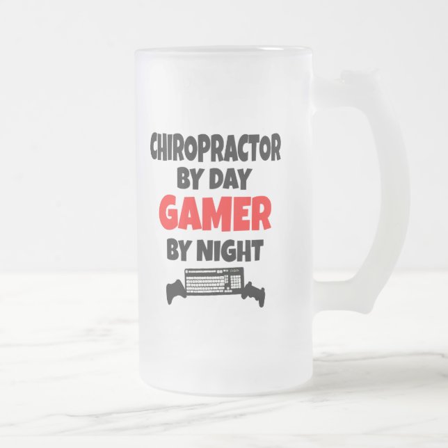 Gamer Chiropractor Frosted Glass Beer Mug (Right)