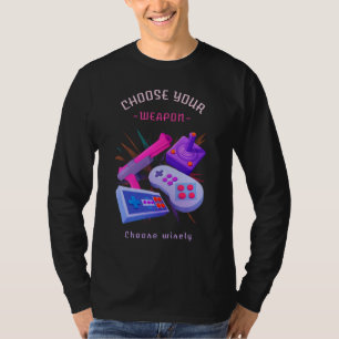 Gamer Choose Your Weapon Video Game Kids Teens Ret T-Shirt