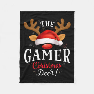 Gamer Christmas Deer Pjs Xmas Family Matching Fleece Blanket